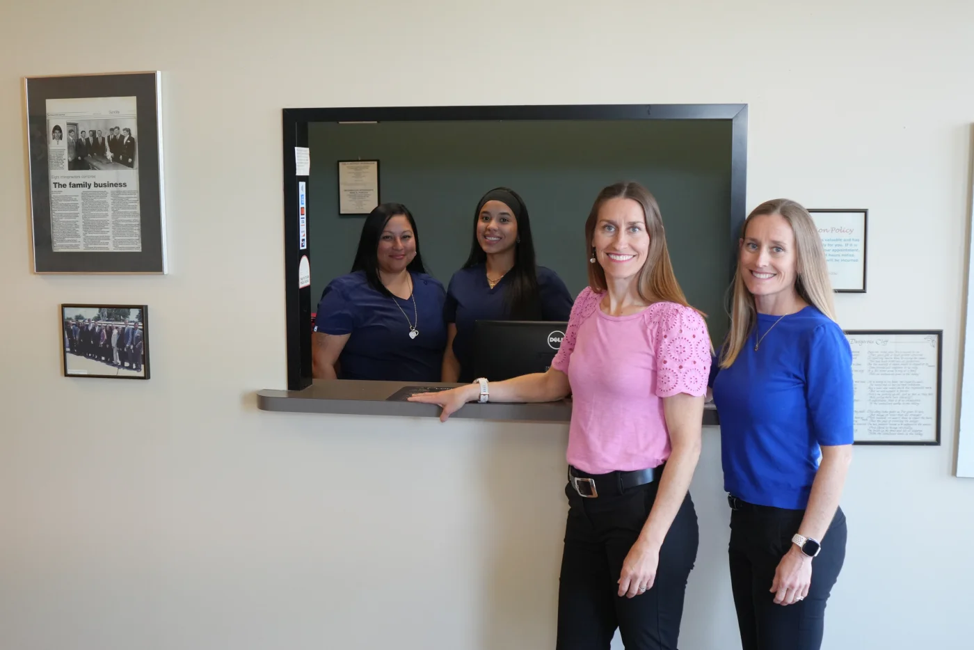 The Chicoine Chiropractic front desk welcoming new patients
