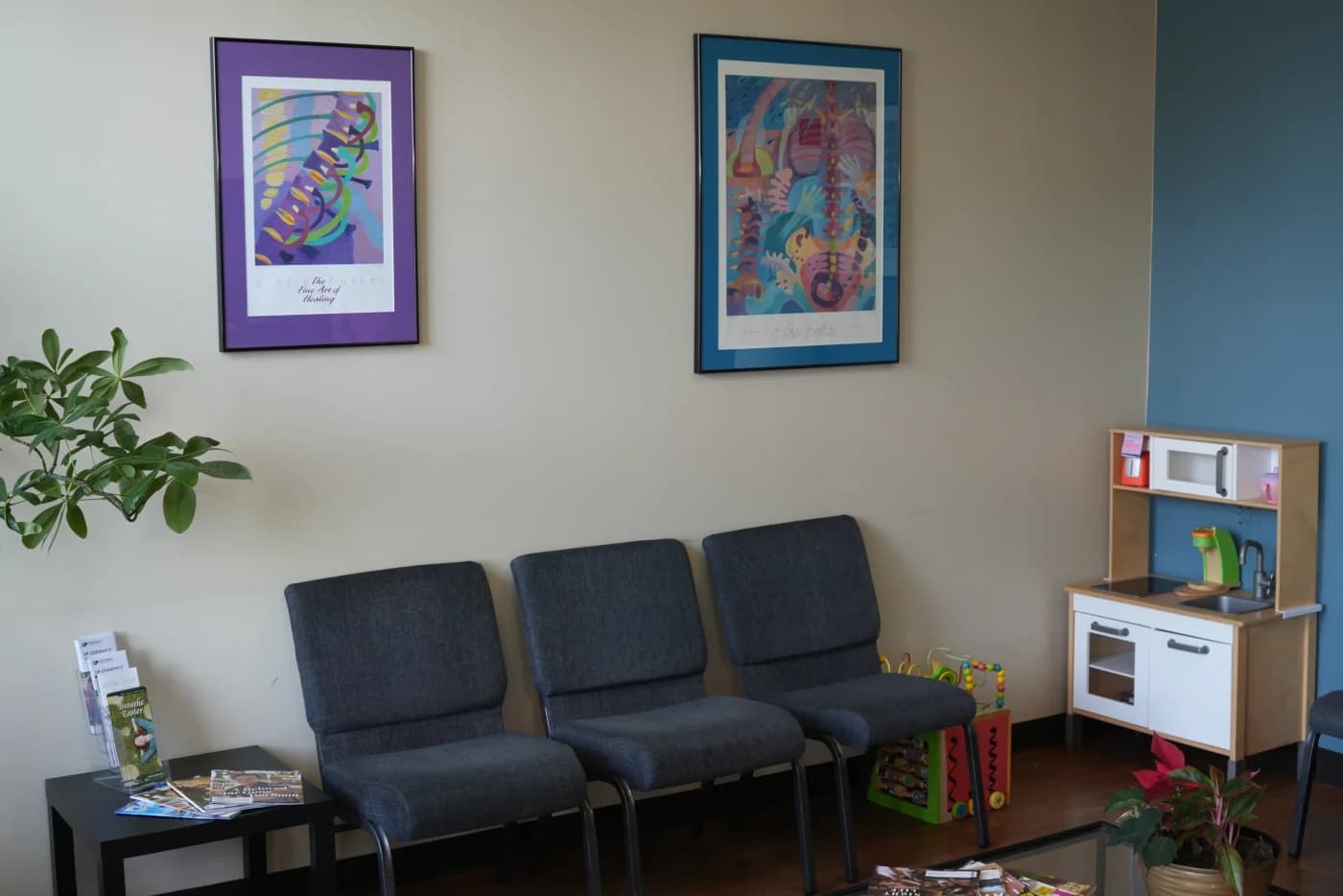 Chicoine Chiropractic waiting room with kids play area
